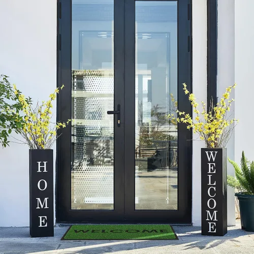 Vista 6 de Glitzhome Letrero de madera de bienvenida de 30 pulgadas de alto, rústico de doble cara en forma de caja "Welcome Home, Home" para decoración