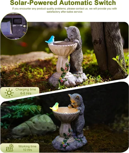 Vista 5 de Estatuas de gato para baño de pájaros: esculturas al aire libre para jardín, césped, patio, balcón, porche, regalos únicos para madres y abuelas