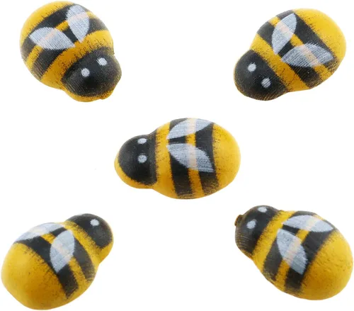 Vista 4 de E-outstanding Woode Bumble - 100 calcomanías autoadhesivas 3D de abejas de madera pequeñas de 0.354 x 0.512 in para decoración de tarjetas, álbumes