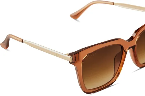Vista 3 de DIFF Bella - Lentes de sol cuadrados de gran tamaño para mujer, protección polarizada UV400, azúcar moreno + degradado de bronce, Azúcar Moreno