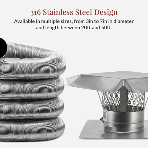 Vista 5 de Fireside Chimney Supply FireFlex 316Ti kit de accesorio interior de conducto de chimenea flexible