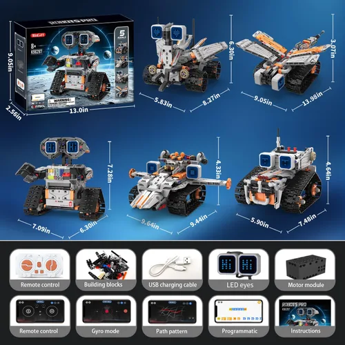 Vista 8 de WINGIFT Kit de construcción de robot STEM para niños, control remoto 5 en 1 y juego controlado por aplicación, juegos de construcción STEM, robot