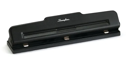Vista 5 de Swingline Perforadora de 3 agujeros, capacidad para 10 hojas, perforadora de tres agujeros, 3 anillos, perforadora de papel ajustable de 2 a 3