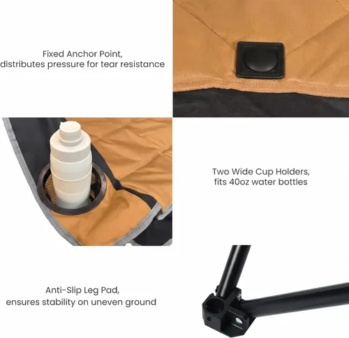 Vista 6 de FAIR WIND Silla de Camping Completamente Acolchada de Gran Tamaño Sofá Plegable de Dos Plazas Sofá de Campamento Silla Doble Duo Silla de Brazo