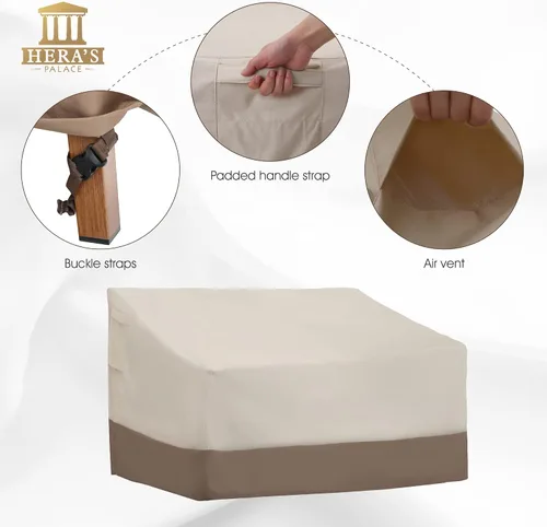 Vista 6 de HERA'S PALACE Funda impermeable para banco de exteriores, funda de sofá resistente 600D, resistente al viento y anti-UV, fundas para muebles