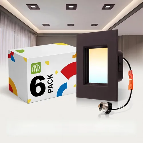 Vista 11 de ASD Iluminación LED empotrable cuadrada blanca de 4 pulgadas retrofit - 9W 709LM 2700/3000/3500/4000/5000K regulable seleccionable LED Downlight