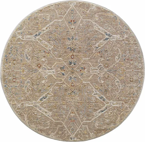 Vista 14 de Hauteloom Kunzite - Alfombra de área para sala de estar, dormitorio, borde de medallón floral geométrico envejecido, tradicional oriental de Marrón