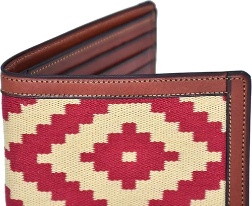 Vista 3 de GauchoLife Guarda Pampas Billetera Bi-Fold de Piel, RojoBronceado