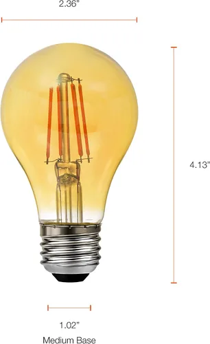 Vista 7 de Sylvania - Bombilla LED vintage A19, equivalente a 40 W, eficiencia de 4.5 W, 13 años, 380 lúmenes, regulable, brillo ámbar, 1 paquete (75347)