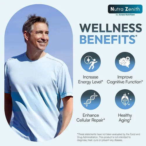 Vista 3 de Suplemento NAD+ con ribósido de nicotinamida (alternativa NMN), CoQ10 y resveratrol - 60 cápsulas para un apoyo saludable al envejecimiento, impulso