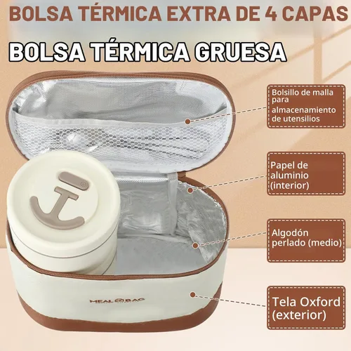 Vista 3 de Dandat 4 Piezas Caja Bento Aislada Contenedor Portátil de Acero Inoxidable para Alimentos Redondo Apto para Microondas Apilable A Prueba de Fugas
