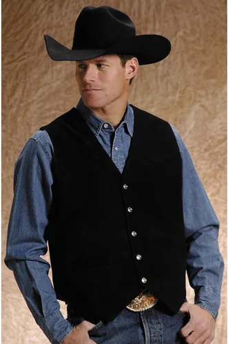 Vista 3 de Roper Chaleco de gamuza para hombre, Negro