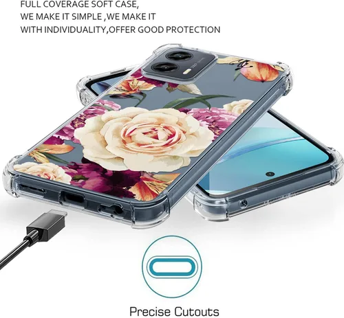 Vista 7 de Osophter Funda para Moto G 5G 2023: funda de teléfono de goma TPU flexible para Motorola G 5G 2023 para Motorola G 5G 2023 (flor púrpura)