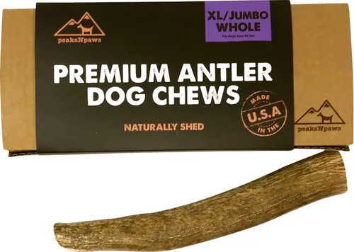 Vista 7 de peaksNpaws Cuernos de alce enteros de grado A totalmente naturales de alta calidad para perros, sin aditivos, sin conservantes, fabricadas