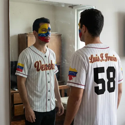 Vista 4 de Camiseta de béisbol personalizada de Venezuela - Camisetas deportivas personalizadas del orgullo Veneka con número de nombre, camisas de Beisbol