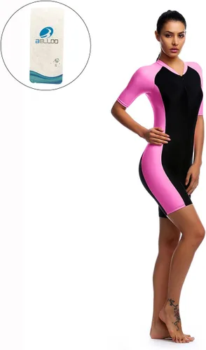 Vista 6 de BELLOO Traje de baño para mujer, de una pieza, de manga corta, protección solar