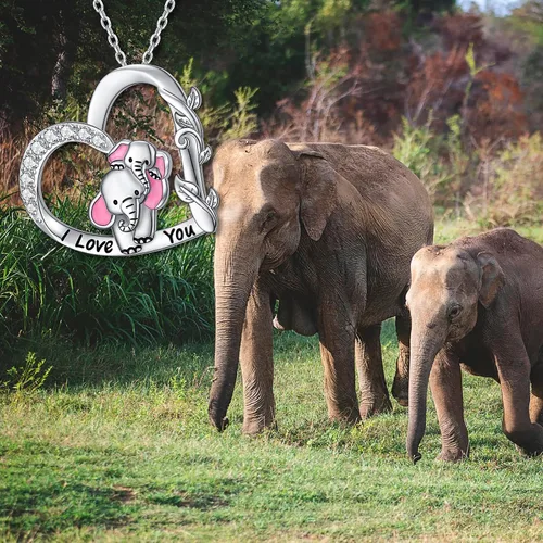 Vista 6 de Collar de plata de ley S925 para madre e hija, diseño de jirafa, panda, delfín, animal, joyería para mujeres y adultos