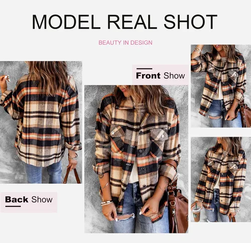 Vista 4 de Dokotoo Womens Corduroy Button Down Shirts Boyfriend Long Sleeve Oversized Blouses Tops