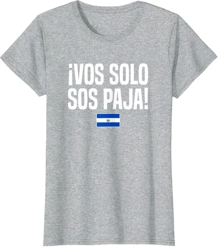 Vista 30 de Camiseta Vos Solo Sos Paja Salvadoran Slang Bandera de El Salvador, Negro