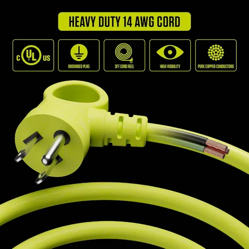 Vista 4 de Masterplug OMA601114G4SL-US - Carrete de cable de 60 pies, 60 pies, color verde lima, surtido