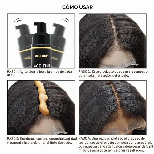 Vista 4 de Dolahair Mousse de tinte de encaje fundido y spray para pelucas de color marrón oscuro, espuma para pelucas frontales de encaje (marrón oscuro)