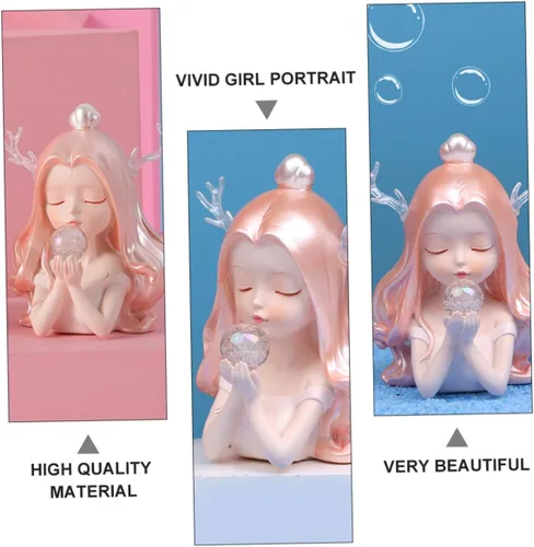 Vista 9 de Adorno de niña del océano para niñas, adorno de escritorio de resina, modelo de niña del océano, juguete de resina, decoración de escritorio