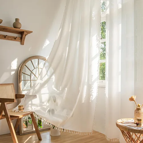 Vista 15 de Sutuo Home 2 paneles de cortinas bohemias de 63 pulgadas de largo para dormitorio, tratamientos de ventana bohemias de encaje de ganchillo Geometría