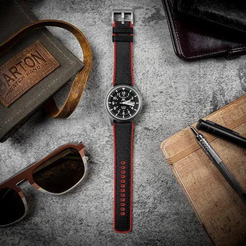 Vista 3 de BARTON WATCH BANDS Con barras de resorte integradas de liberación rápida, tela Cordura y silicona, correas de reloj híbridas de tela Cordura