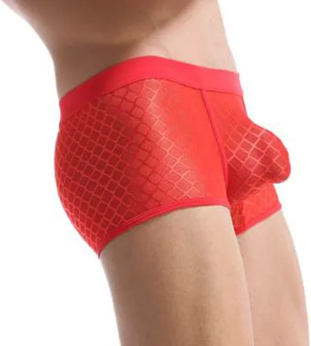 Vista 4 de Calzoncillos tipo bóxer para hombre, sin costuras, para hombre, suaves, cómodos, de seda de hielo, de pierna larga