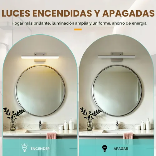 Vista 8 de Luz de tocador de níquel cepillado, barra de luz LED regulable de 15.7 pulgadas con 5 CCT, ángulo ajustable, iluminación de pared moderna para baño