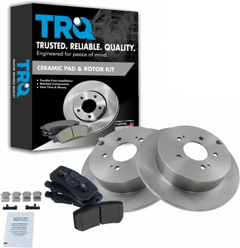 Vista 51 de TRQ Juego de pastillas de freno y rotor de cerámica trasera compatible con Honda Accord V6 1998-02 3.0L con frenos de disco traseros 02-06 Acura RSX