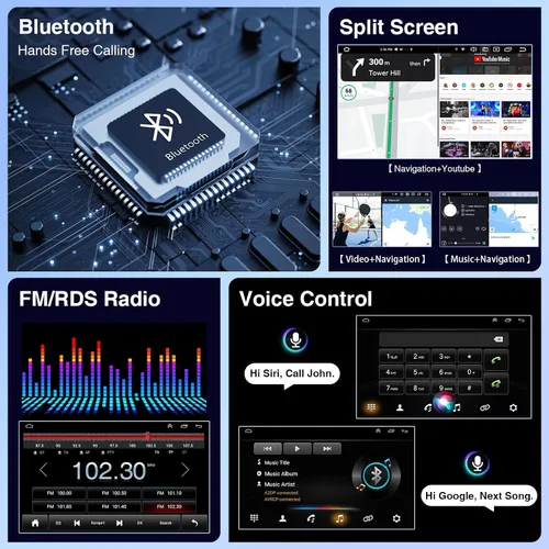 Vista 4 de Android 14 Estéreo de coche para Ford F150 2009-2014, Carplay inalámbrico Android Auto QLED 1280 * 800P pantalla táctil doble DIN receptor IPS, WiFi