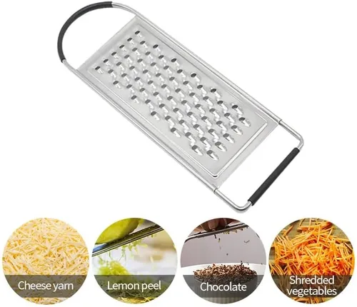 Vista 6 de 1 paquete de rallador profesional de queso, ralladores planos de mano de acero inoxidable grueso para cocina, rallador de alimentos con mango