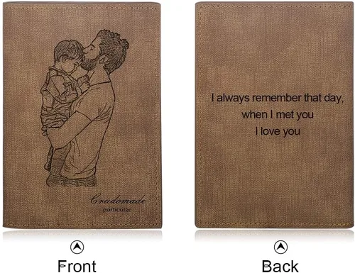 Vista 3 de Gemszoo Cartera personalizada con foto personalizada de cuero para hombres padre, Style 5
