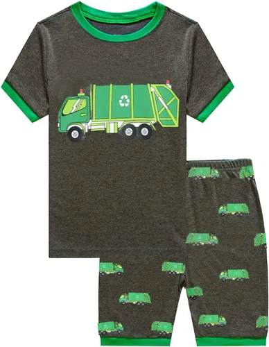 Vista 2 de Little Boys Pajamas 100% Cotton Fire Truck Sleepwear Baby Boy 4 Pcs Summer Pjs Kids Short Sets Toddler Jammies Clothes
