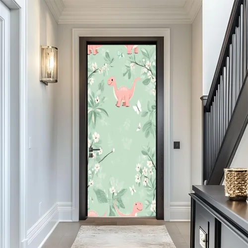 Vista 19 de Calcomanías para puerta, arte de pared 3D con mareos, color blanco y negro, colores primarios, murales, papel tapiz autoadhesivo para puerta, póster