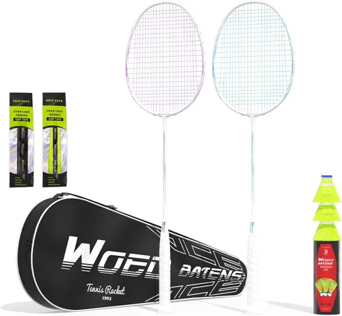 Vista 12 de Raquetas de bádminton profesionales de fibra de carbono para patios traseros y gimnasio