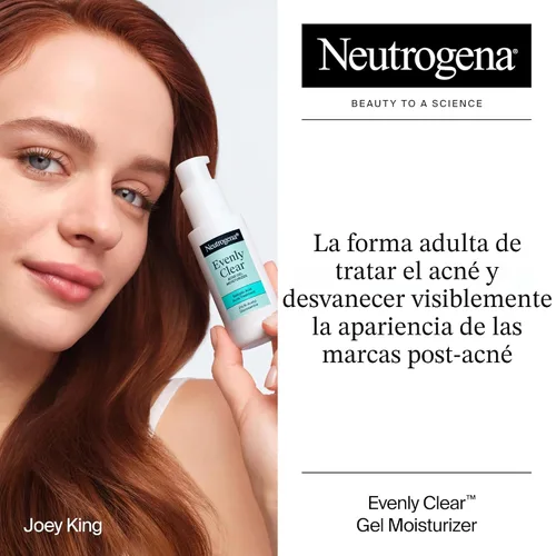 Vista 2 de Neutrogena Hidratante de gel para acné uniformemente transparente con ácido salicílico y N-acetil glucosamina, hidratante facial ligero y no grasoso