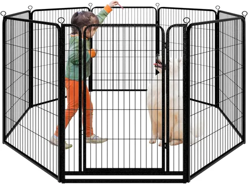 Vista 13 de Kfvigoho Corralito para perros para exteriores, extra ancho, 12 paneles de valla resistente para perros, 32 pulgadas de altura, antioxidante