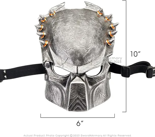 Vista 3 de Munetoshi Depredador Alien Máscara Hunter Guerrero Scifi Acción Película Cómic Cosplay Bronce Negro, Negro