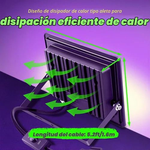Vista 4 de Paquete de 4 luces LED negras de 100 W, luz de inundación UV