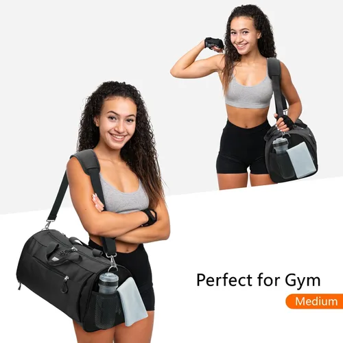 Vista 3 de TOPDesign Bolsa de gimnasio para mujeres y hombres, bolsa de lona unisex con compartimento para zapatos y bolsillo húmedo para viajes, deportes