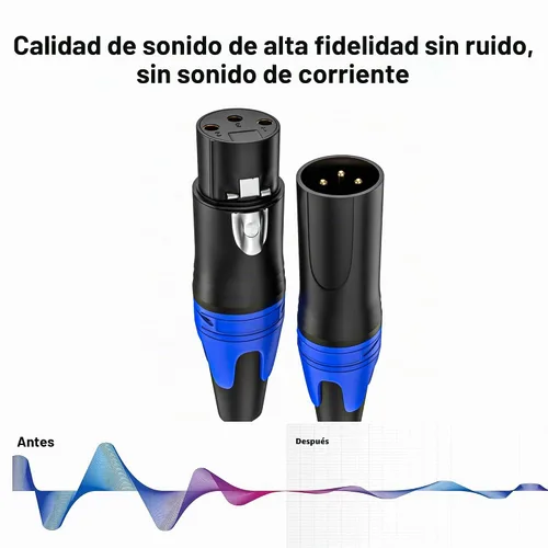Vista 3 de Paquete de 2 cables XLR macho a hembra de 10 pies, cable de micrófono profesional equilibrado, cobre puro y blindaje dual, compatible