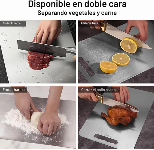 Vista 2 de Tabla de cortar de titanio para tabla de cortar de cocina de doble cara de grado alimenticio, titanio de corte puro, duradera, apta
