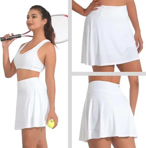 Vista 5 de YAMXDM Faldas de tenis para mujer con bolsillos integrados, faldas activas de golf para deportes, gimnasio, entrenamiento y uso diario casual