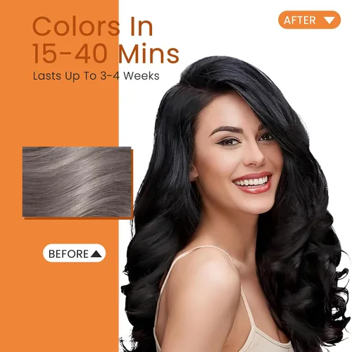 Vista 2 de Fedulili Champú de tinte para el cabello negro 3 en 1, 15 minutos de color gris que reduce 4 semanas de colores duraderos, champú para el cabello