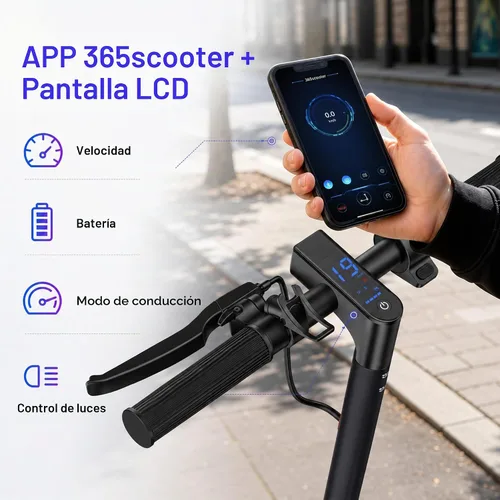 Vista 7 de Electric Scooter, Foldable Lightweight E-Scooter for Adults and Teens Black