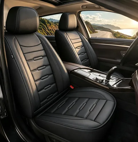 Vista 13 de AOMSAZTO Fundas de asiento de automóvil de ajuste personalizado para Cadillac ATS 2013-2018, fundas de cojín de vehículo, protectores de asiento
