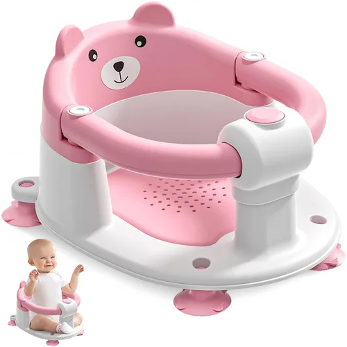 Vista 12 de Asiento de baño para bebés de 6 meses en adelante, asientos de baño antideslizantes para bebés sentados, silla de bañera segura para bebés y recién