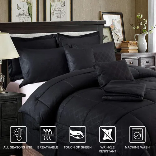 Vista 5 de JML - Juegos de edredón de ropa de cama de microfibra con fundas. Patrón bordado y acolchado de color sólido de lujo. Ideal para cualquier